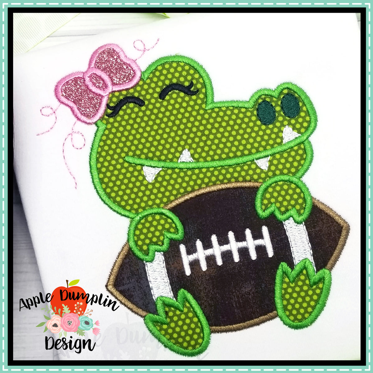 Alligator Gator or Crocodile Applique Machine Embroidery Design