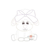 Lamb with Bow Bean Stitch Applique Design