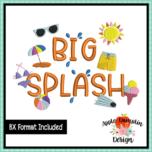 Big Splash Satin Embroidery Alphabet With Elements