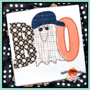 Boo Ghost Boy Bean Stitch Applique