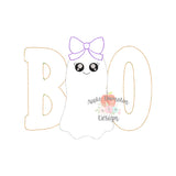 Boo Ghost Girl Bean Stitch Applique