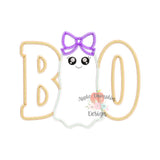 Boo Ghost Girl Zigzag Applique