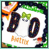 Boo Ghost Girl Bean Stitch Applique