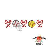 Bow Baseball Softball Embroidery Design 1789AD