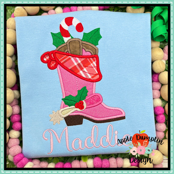 Christmas Boot Satin Applique Design