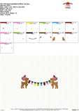 Reindeer Christmas Lights Banner Bow Embroidery Design