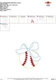 Softball with Bow Bean Stitch Applique Design (Copy)