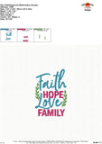 Faith Hope Love Family Embroidery Design