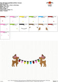 Reindeer Christmas Lights Banner Bow Embroidery Design