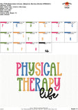 Physical Therapy Life Embroidery Design