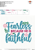 Fearless because He is Faithful Embroidery Design