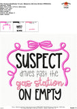 Suspect Drives Past the Gas Station on Empty Embroidery Design