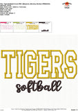 Tigers Softball Applique Design 1820AD