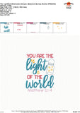 You are the Light of the World Embroidery Design