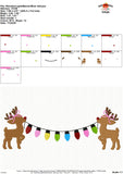 Reindeer Christmas Lights Banner Bow Embroidery Design