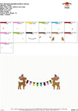 Reindeer Christmas Lights Banner Bow Embroidery Design