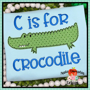 Crocodile Bean Stitch Applique Design