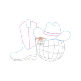 Disco Cowgirl Bean Stitch Applique Design