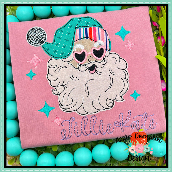 Disco Santa Bean Stitch Applique Design