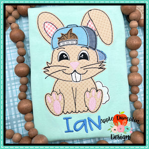 Easter Bunny with Hat Bean Stitch Applique Design