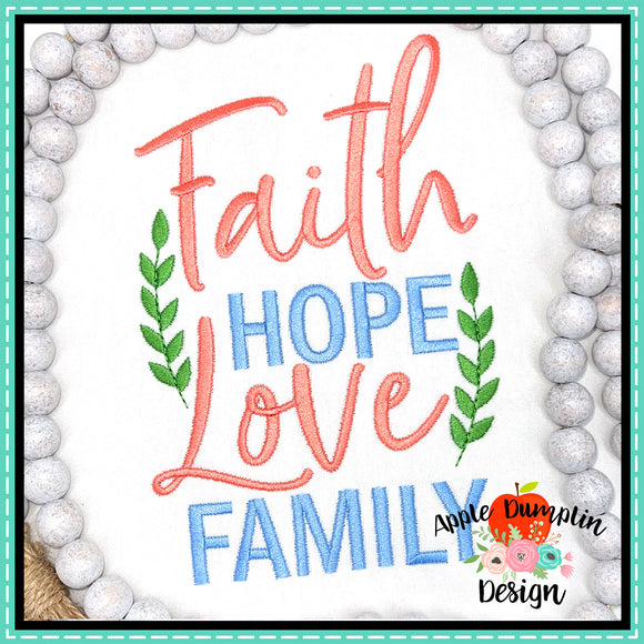 Faith Hope Love Family Embroidery Design