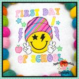 School Groovy Smile Bean Stitch Applique Design