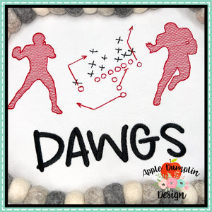 Football Plays Trio Sketch Embroidery Design