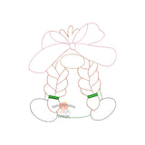 Gnome with Bow Bean Stitch Applique Design