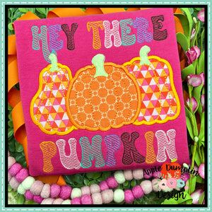 Hey There Pumpkin Satin Applique Design