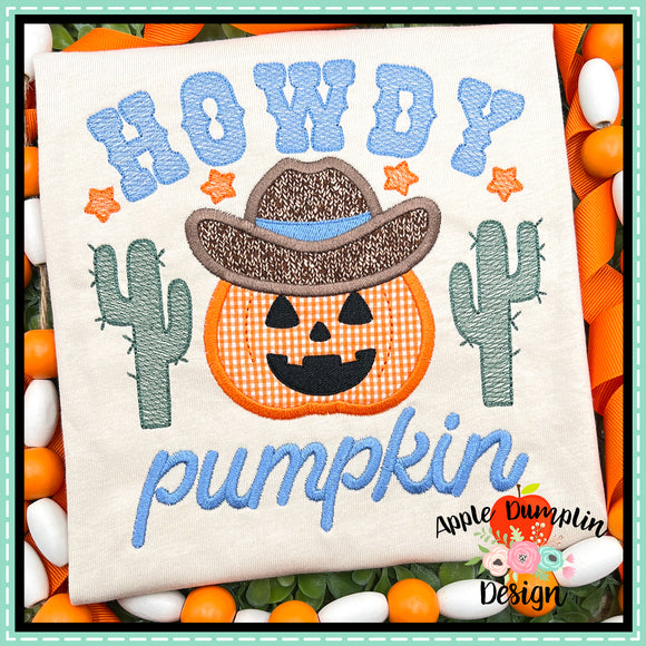 Howdy Pumpkin Satin Applique Design