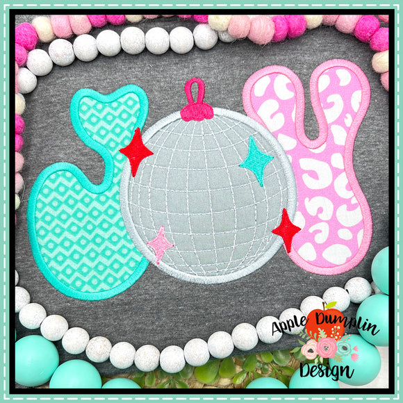 Joy Disco Ball Bean Stitch Applique Design