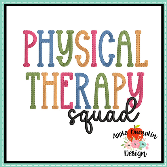 Physical Therapy Squad Embroidery Design