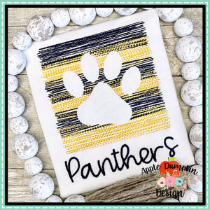 Shadow Scribble Paw Print Mascot Embroidery Design