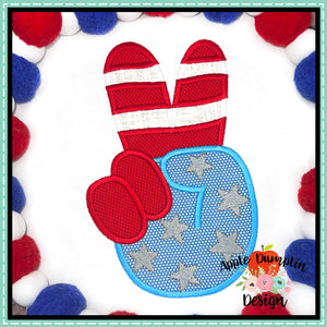 4th of July Peace Hand Satin Applique Design