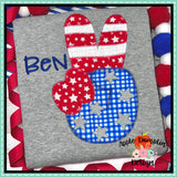 4th of July Peace Hand Zigzag Applique Design