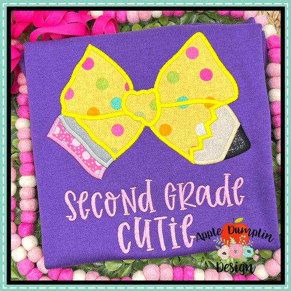 Pencil Bow Satin Applique Design