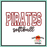 Pirates Softball Applique Design 1842AD