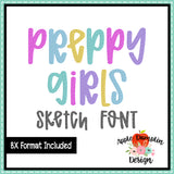 Preppy Girls Sketch Embroidery Font 1867AD