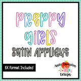 Preppy Girls Satin Stitch Applique Font 1870AD