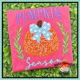 Pumpkin Season with Bow Zigzag Applique Design