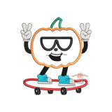 Groovy Pumpkin Skateboard Satin Applique Design