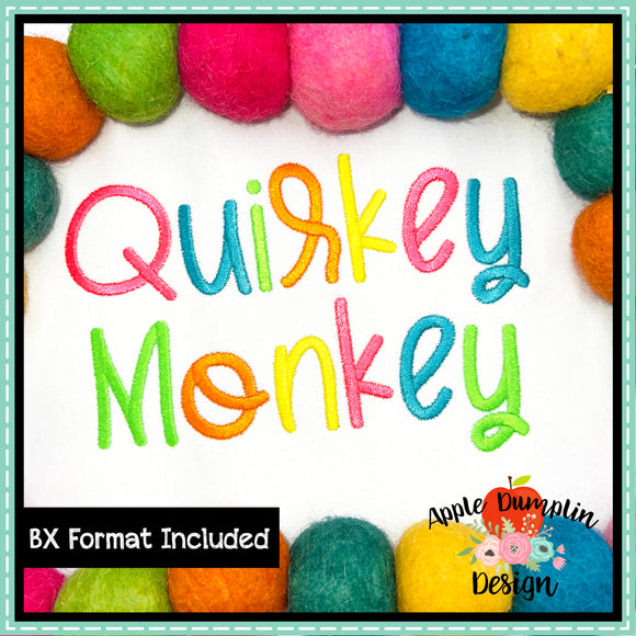 Quirky Monkey Satin Embroidery Alphabet
