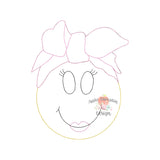 Smiley Face Girl Bean Stitch Applique Design