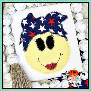 Smiley Face Girl Zigzag Applique Design