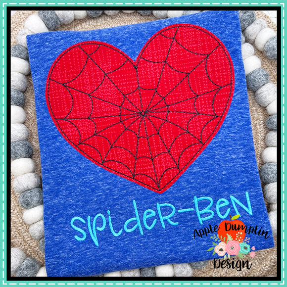 Spider Heart Stitch Applique Design