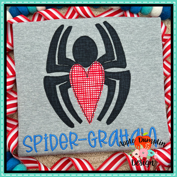 Spider Valentine Bean Stitch Applique Design