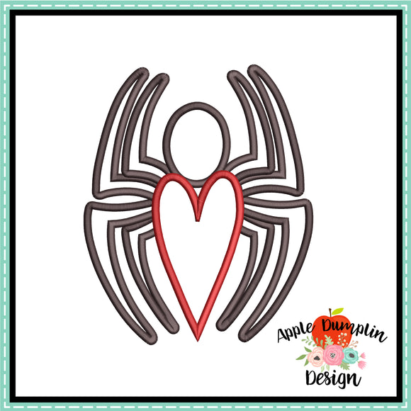 Spider Valentine Satin Stitch Applique Design