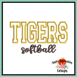 Tigers Softball Applique Design 1820AD