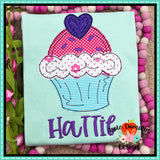 Valentine Cupcake Bean Stitch Applique Design