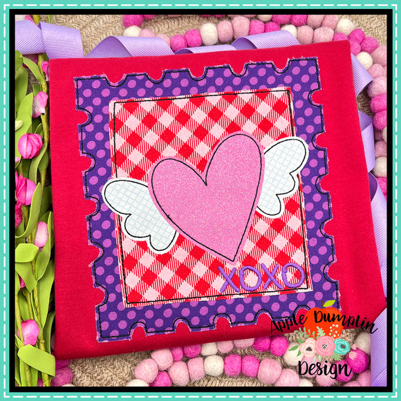 Valentine Stamp Bean Stitch Applique Design